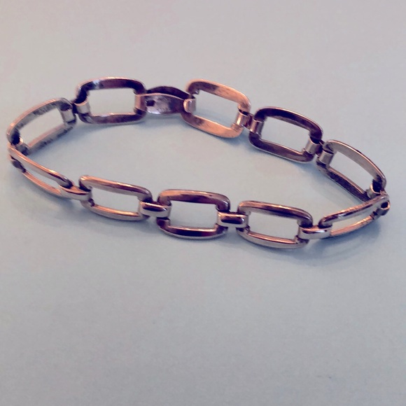 Vintage Wells 7.25" Bracelet Sterling Silver 925 Open Link Design - Picture 3 of 9